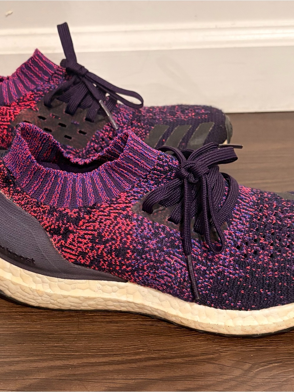 adidas Women’s Purple and Pink Knit Athletic Sneakers